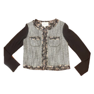 BCBGeneration Tweed Blazer Jacket Blouse Size:S Black/ White Floral